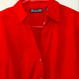 NWT NY&C Red Jewel Button-up Blouse XS